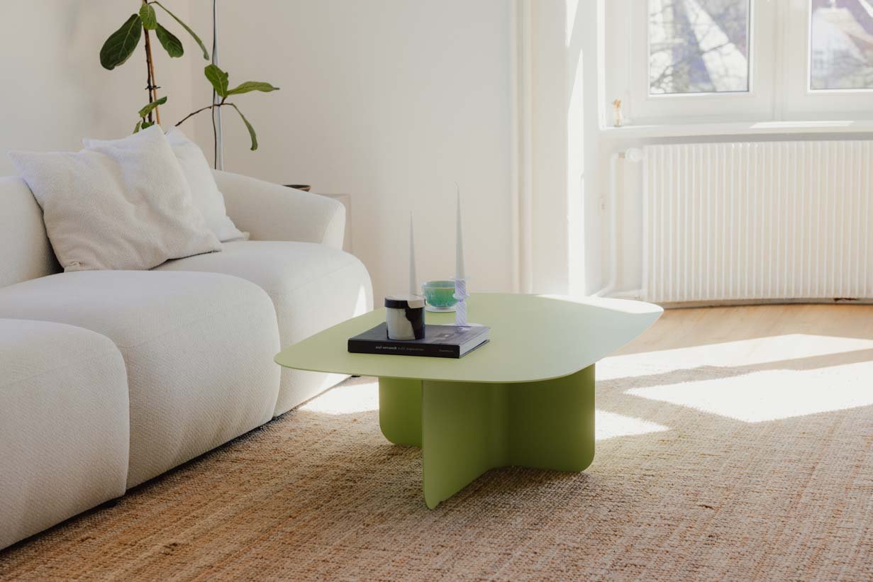 Table basse Livia – design Japandi en tôle thermolaquée