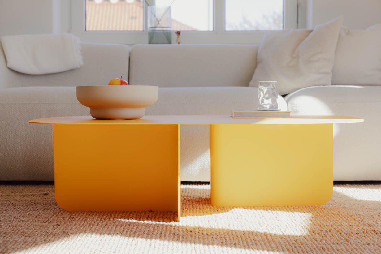 Table basse Livia – design Japandi en tôle thermolaquée