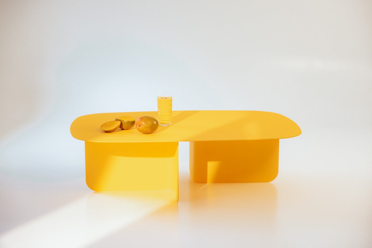 Table basse Livia – design Japandi en tôle thermolaquée