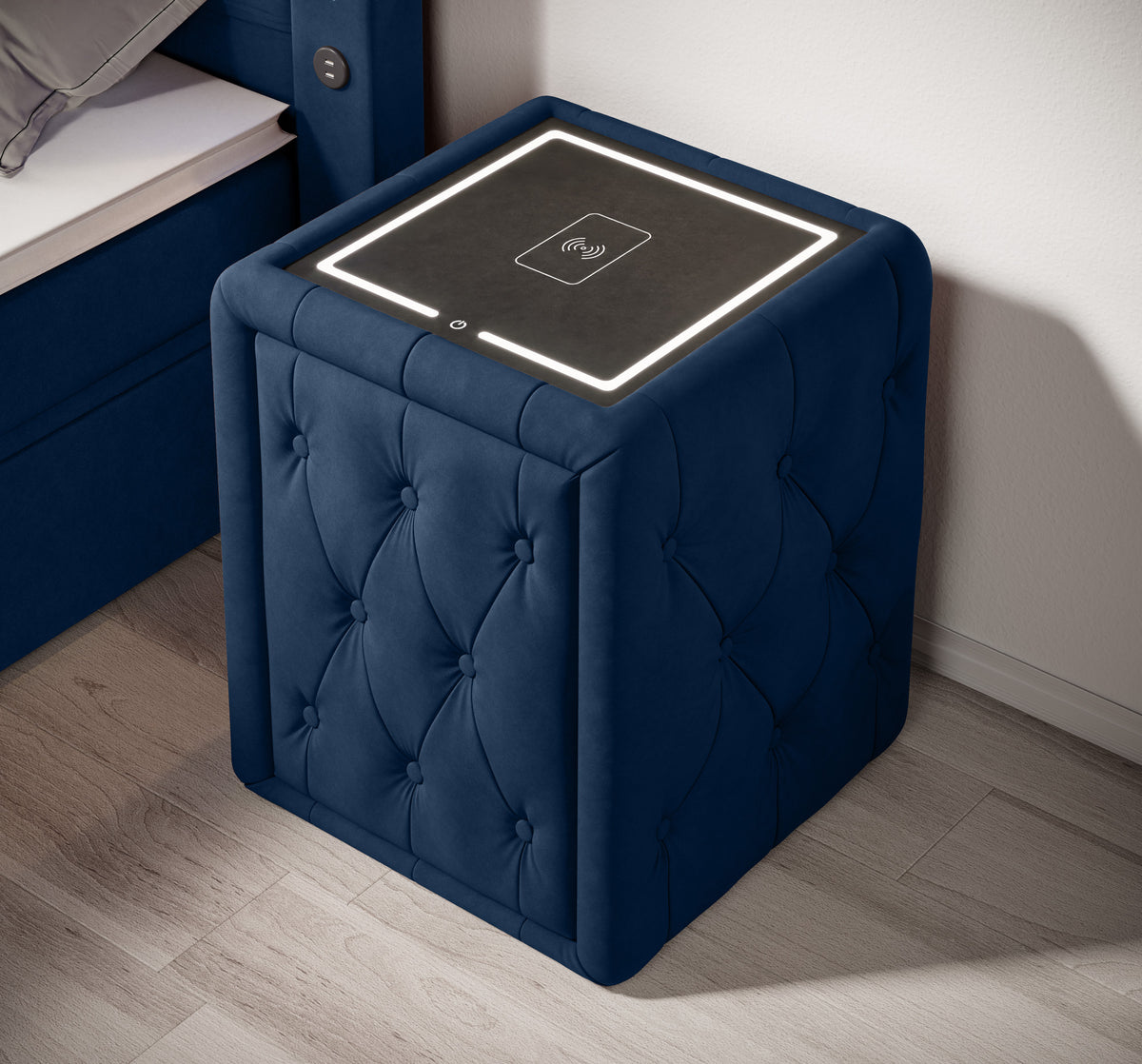 Josy Nachttisch Samt Blau top