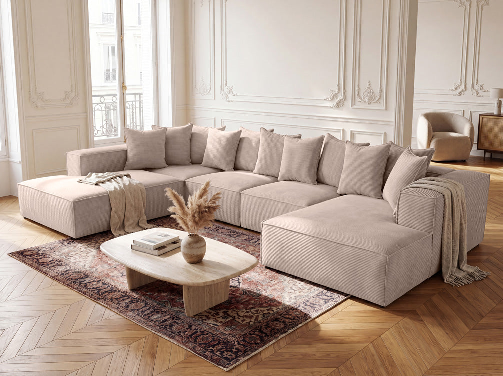 Designerbank Largo U XXL in Ribstof