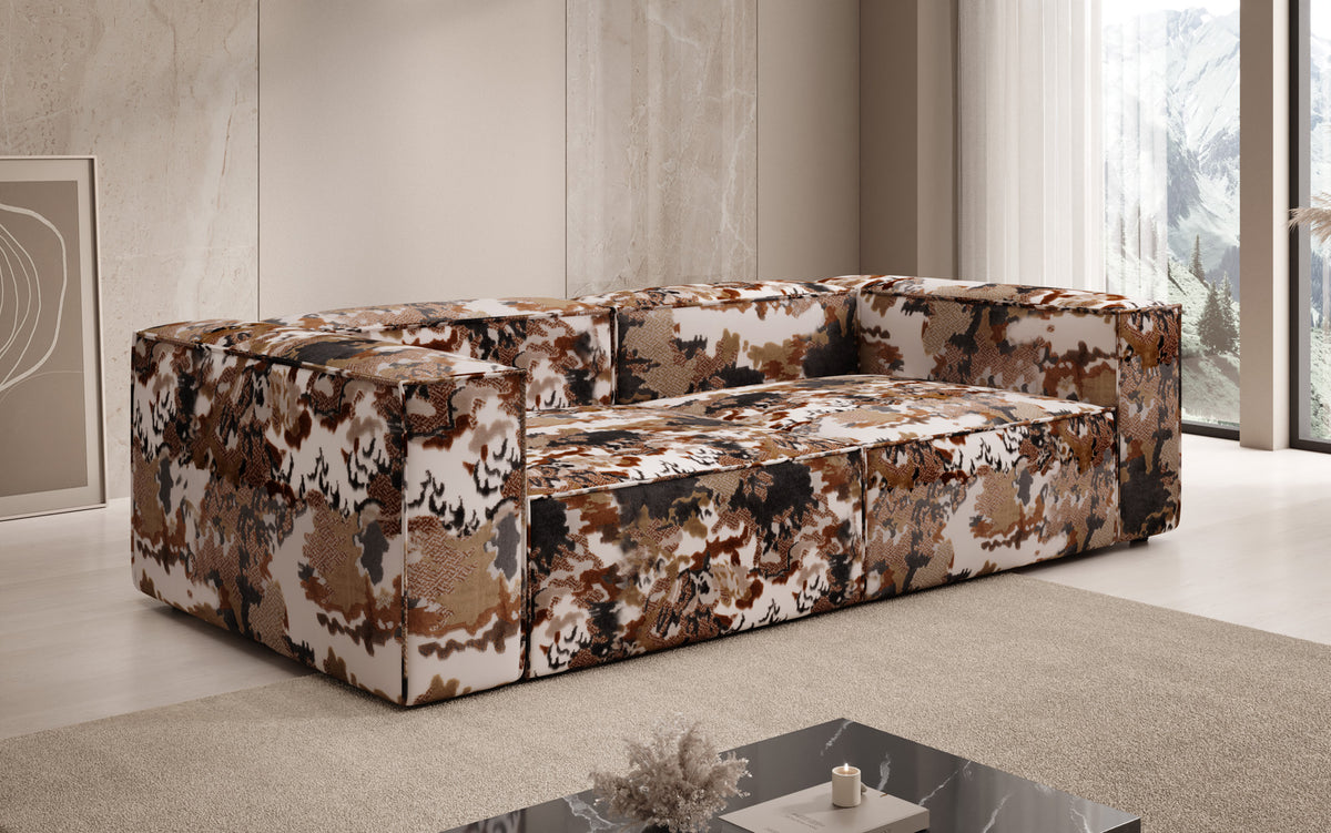 Canapé design Lesley 3 places - Jacquard à motif aquarelle