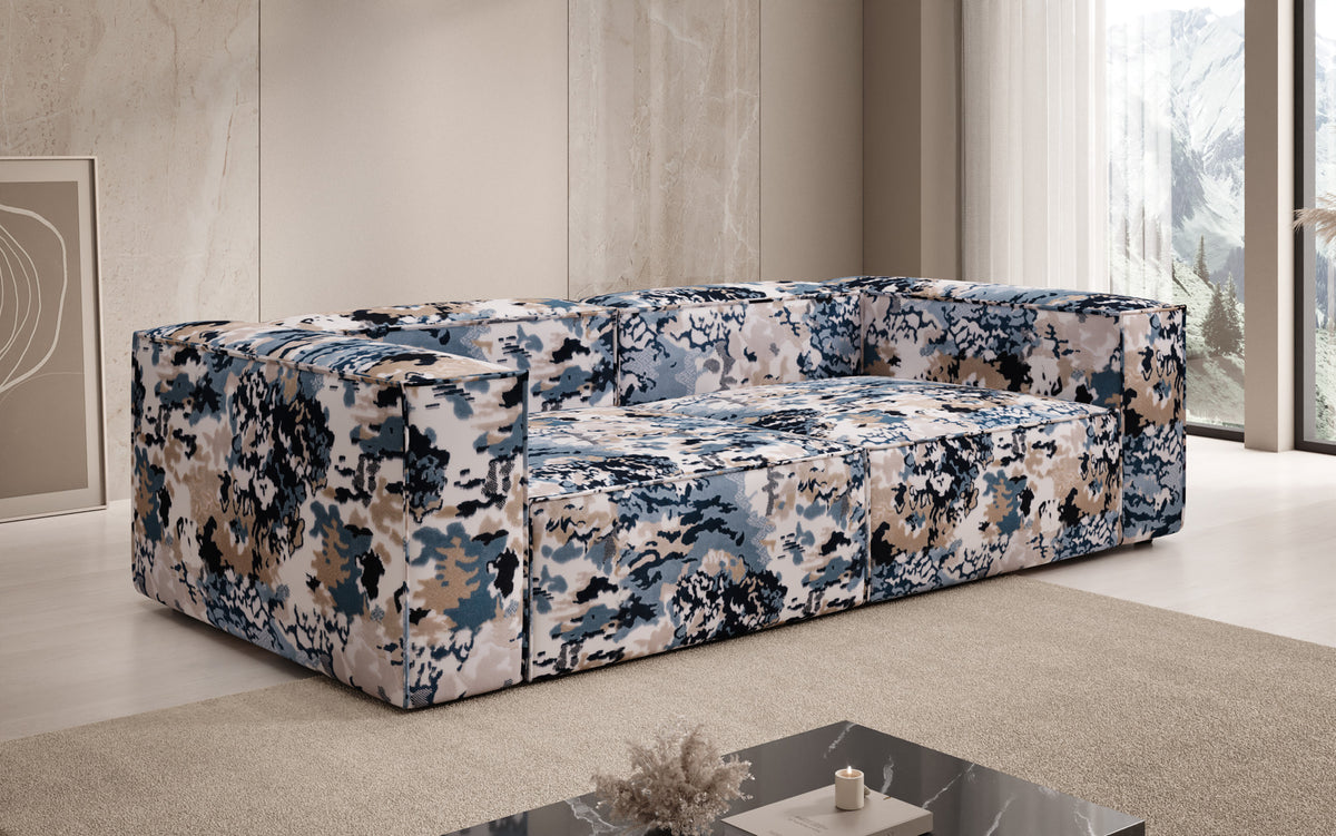Canapé design Lesley 3 places - Jacquard à motif aquarelle