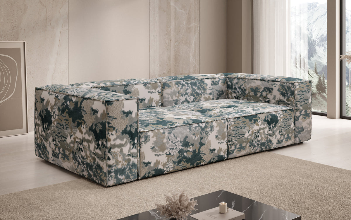 Canapé design Lesley 3 places - Jacquard à motif aquarelle