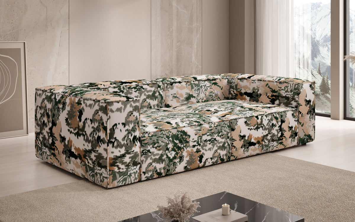 Canapé design Lesley 3 places - Jacquard à motif aquarelle