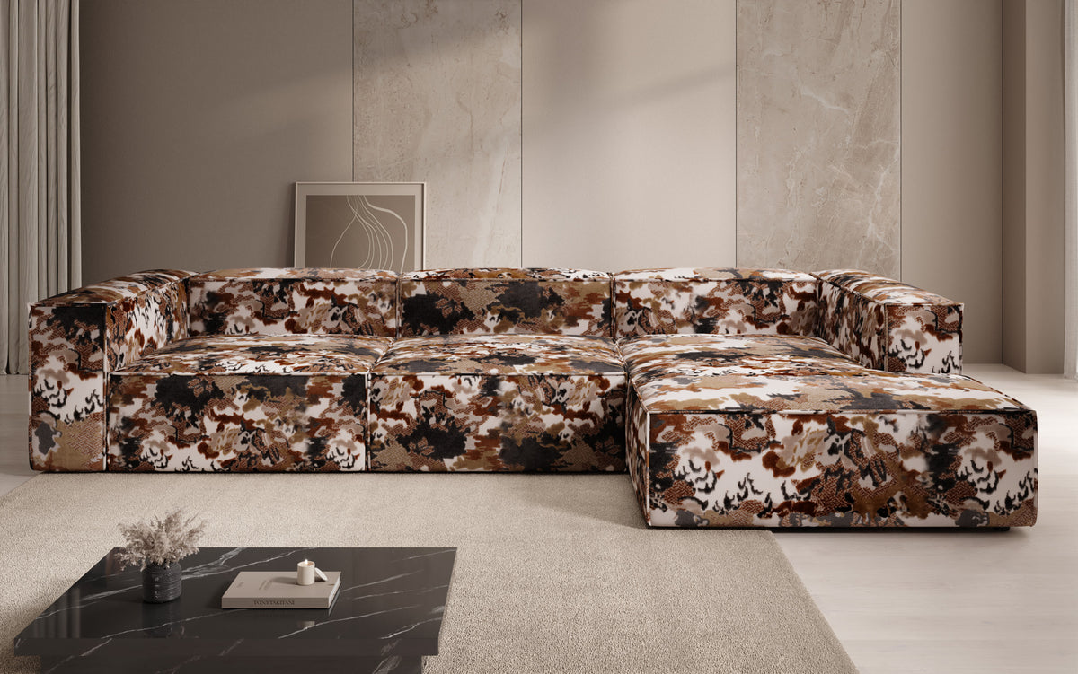 Designer hoekbank Lesley - jacquard met aquarelpatroon