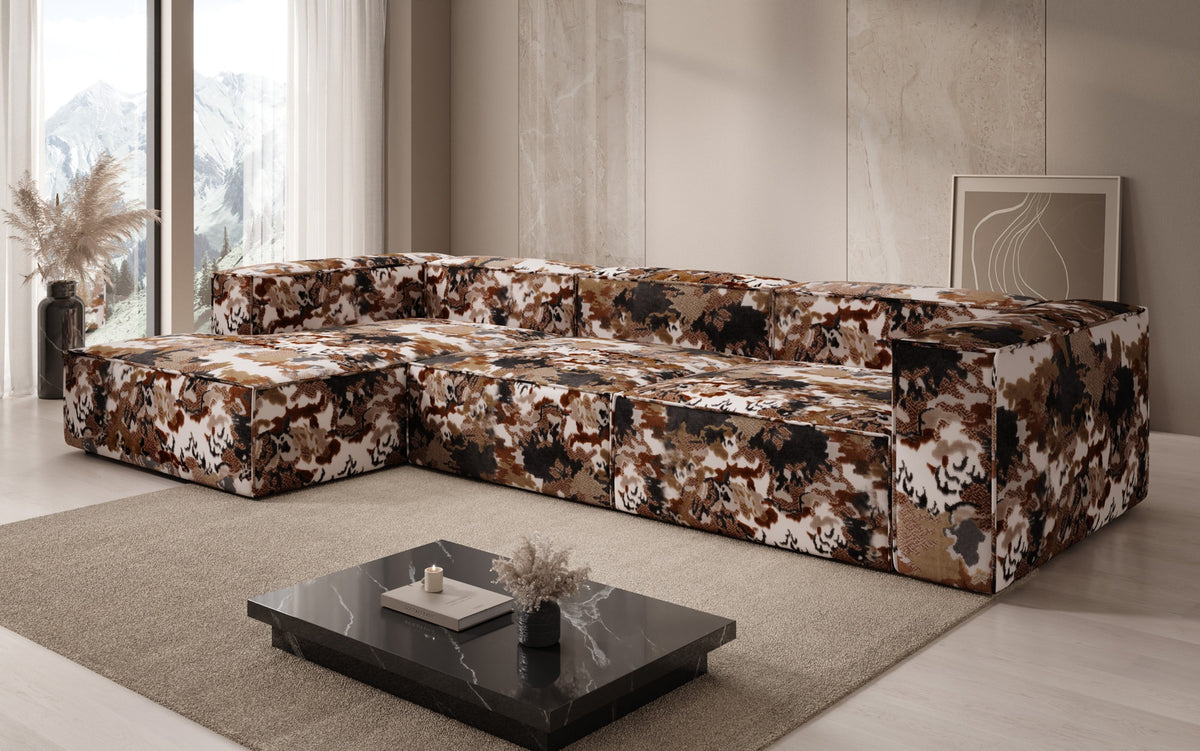 Designer hoekbank Lesley - jacquard met aquarelpatroon