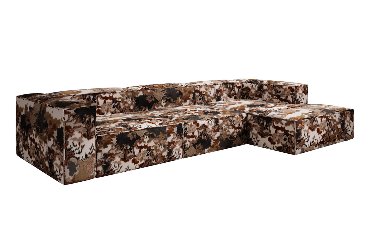Designer hoekbank Lesley - jacquard met aquarelpatroon