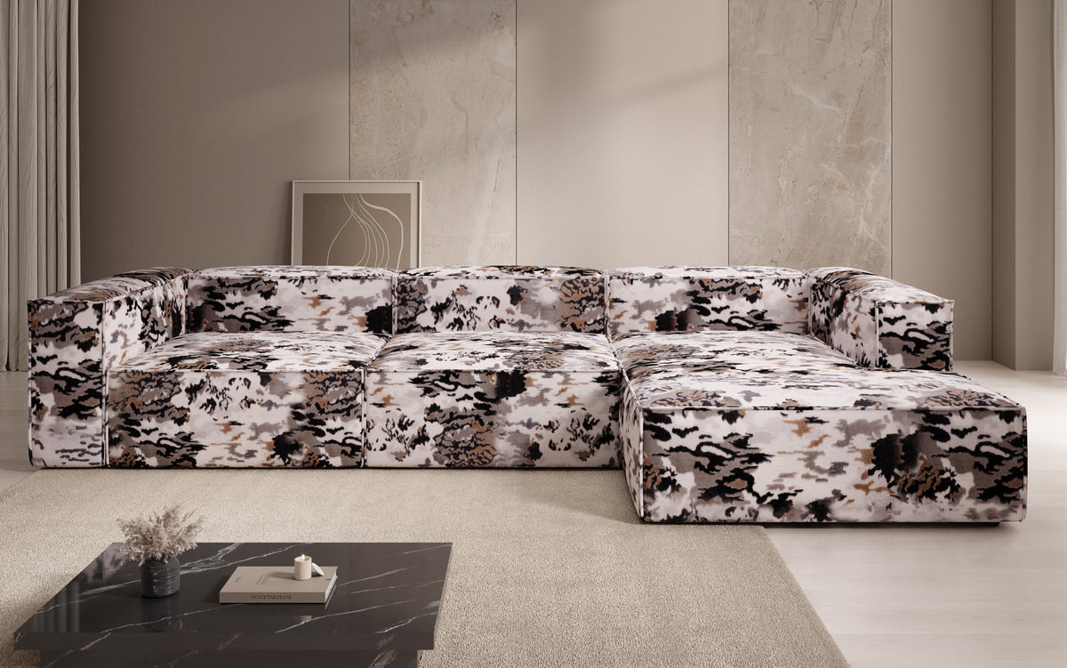 Designer hoekbank Lesley - jacquard met aquarelpatroon