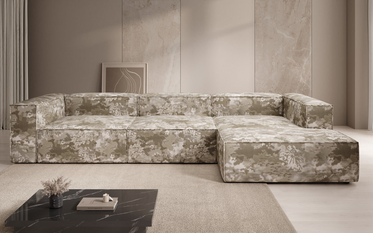 Designer hoekbank Lesley - jacquard met aquarelpatroon
