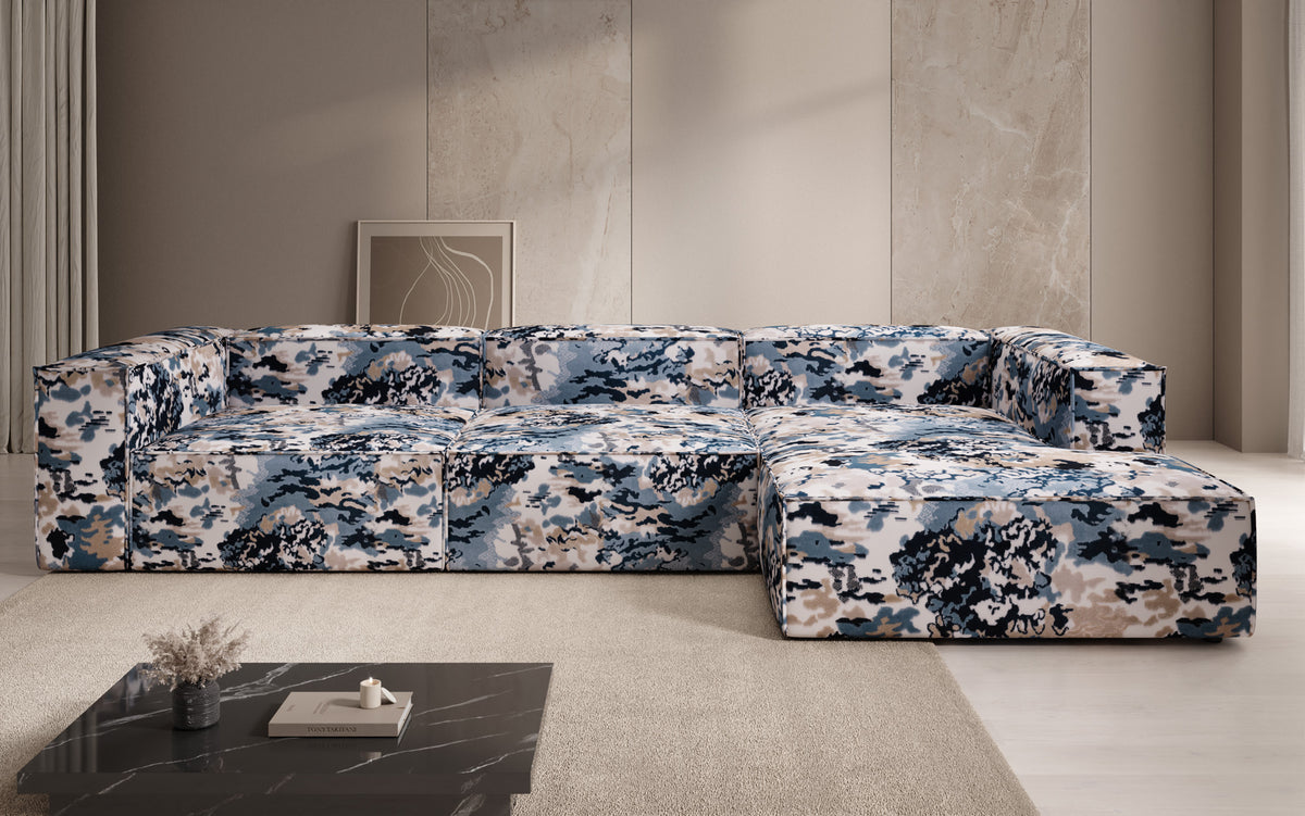 Designer hoekbank Lesley - jacquard met aquarelpatroon