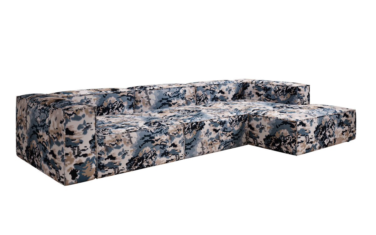 Designer hoekbank Lesley - jacquard met aquarelpatroon