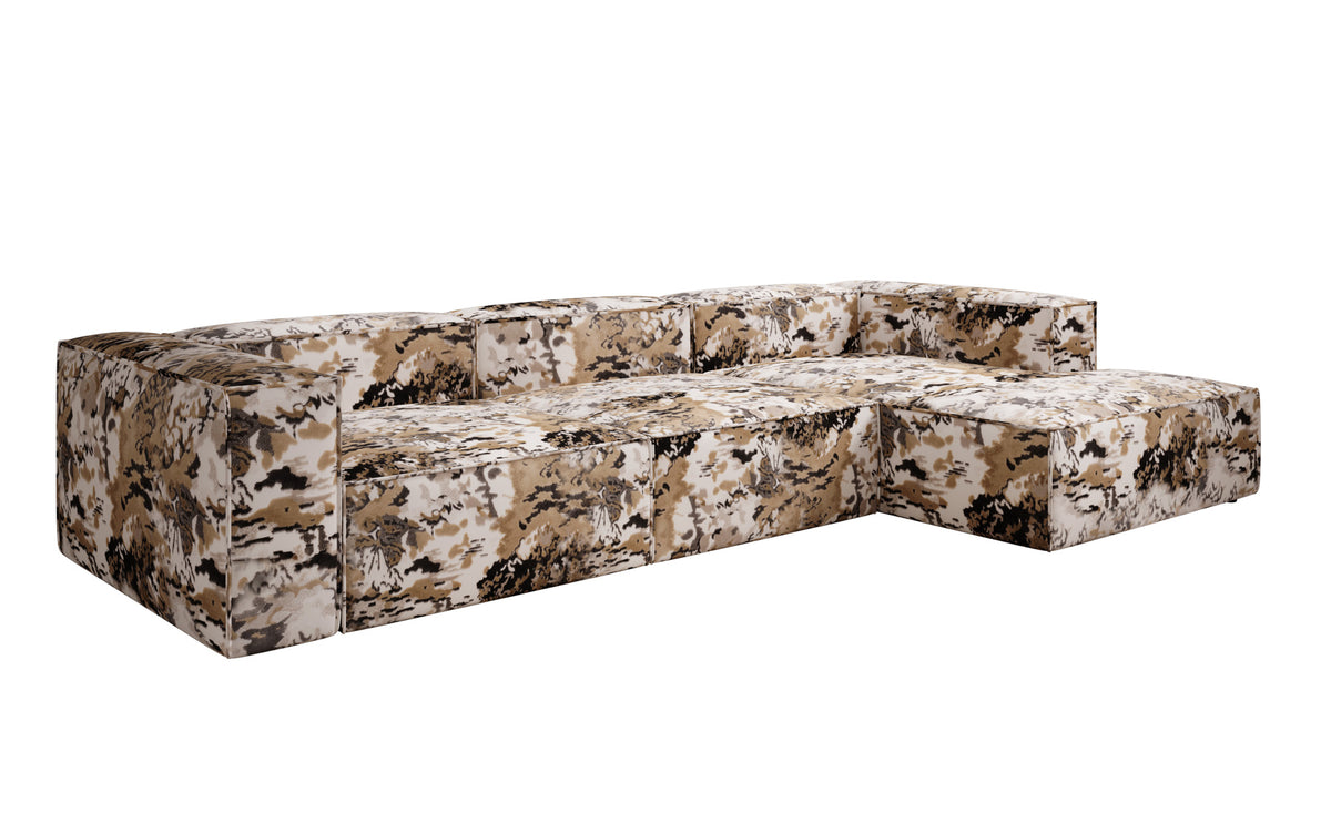 Designer hoekbank Lesley - jacquard met aquarelpatroon