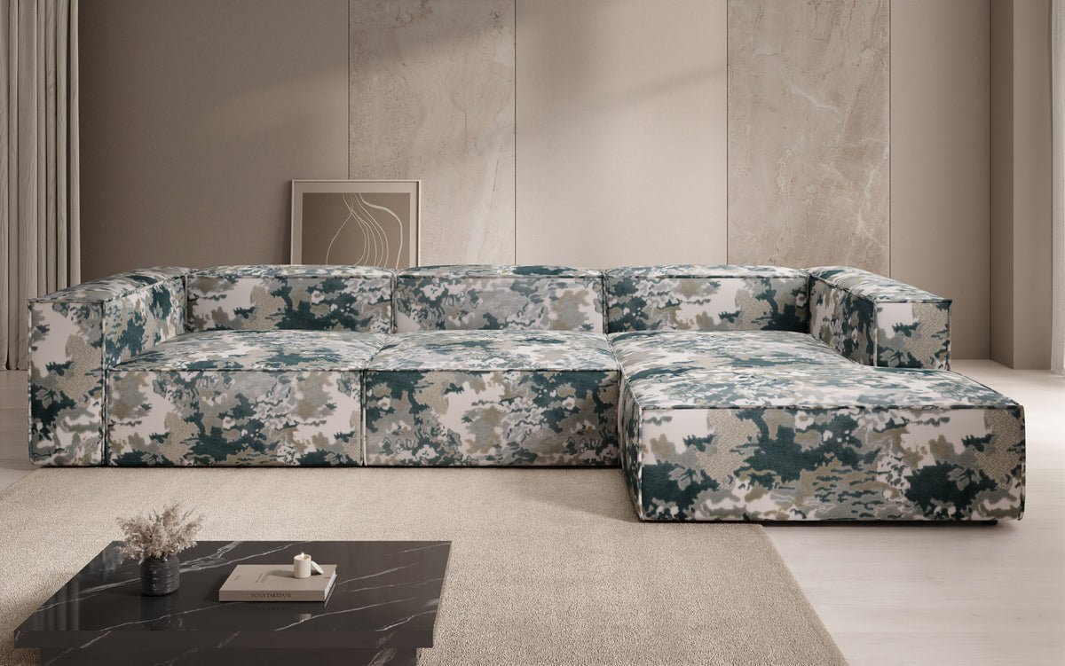 Designer hoekbank Lesley - jacquard met aquarelpatroon