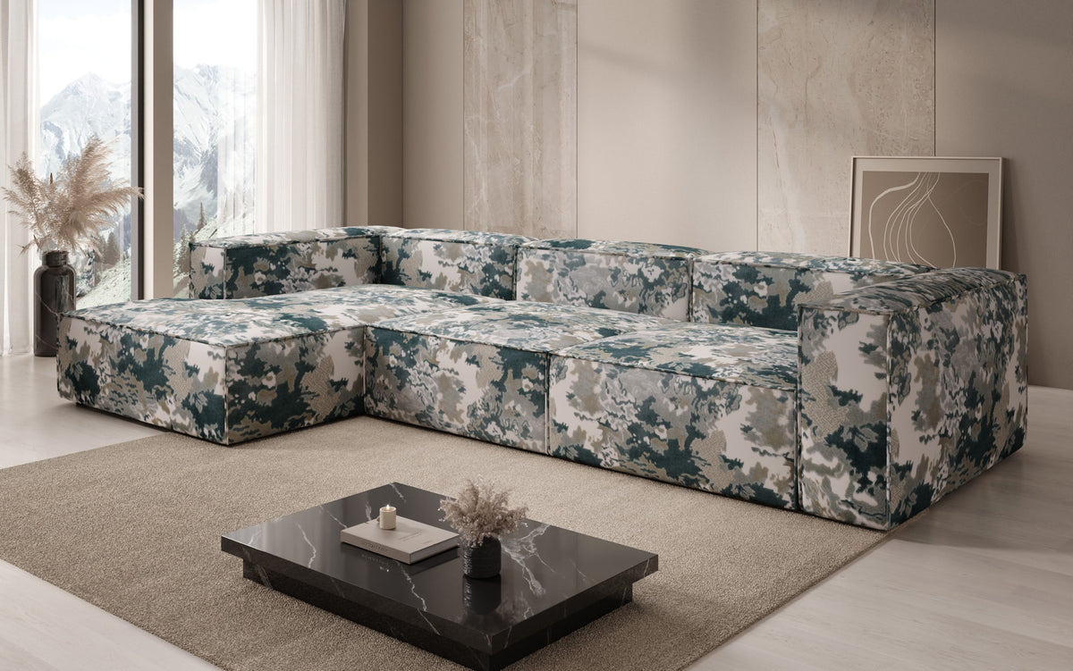 Designer hoekbank Lesley - jacquard met aquarelpatroon