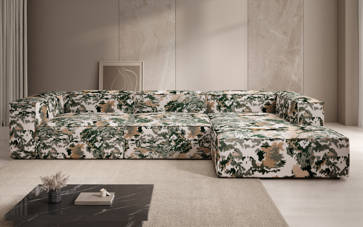 Designer hoekbank Lesley - jacquard met aquarelpatroon