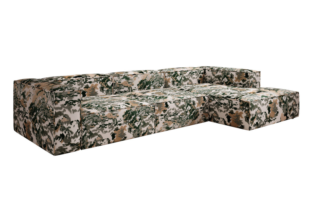 Designer hoekbank Lesley - jacquard met aquarelpatroon