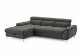Designer Ecksofa Luno in Strukturstoff Anthrazit, Ottomane links