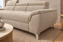 Ecksofa Luno in Strukturstoff Beige, Ottomane links – Detailansicht
