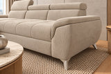 Ecksofa Luno in Strukturstoff Beige, Ottomane links – Detailansicht