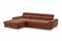 Designer Ecksofa Luno in Strukturstoff Terrakotta, Ottomane links