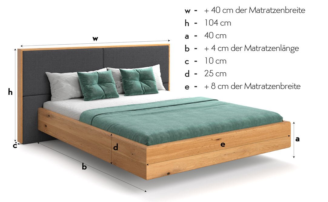 Lit design Valent en Chêne massif à effet suspendu