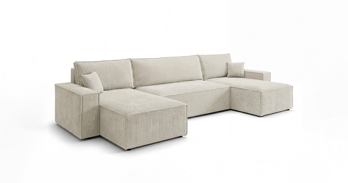 Designer Sofa Lunaro U Mini mit Schlaffunktion und Stauraum in Cord