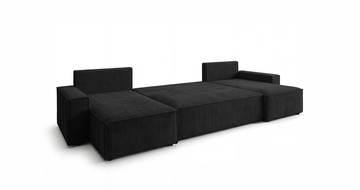 Designer Sofa Lunaro U Mini mit Schlaffunktion und Stauraum in Cord