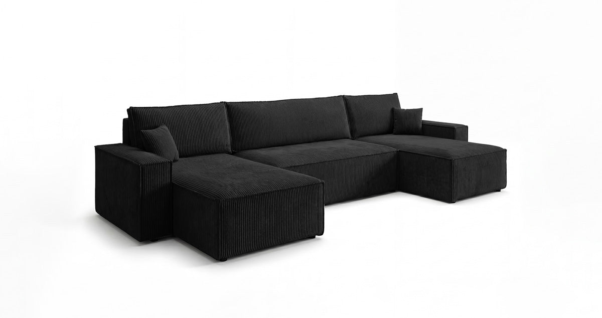 Designer Sofa Lunaro U Mini mit Schlaffunktion und Stauraum in Cord