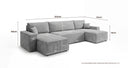 Designer Sofa Lunaro U Mini mit Schlaffunktion und Stauraum in Cord
