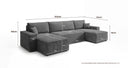 Designer Sofa Lunaro U Mini mit Schlaffunktion und Stauraum in Cord