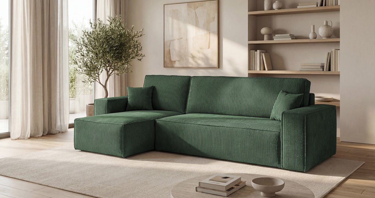 Canapé design Lunaro Mini avec fonction de couchage et fonction pliante en Côtelé