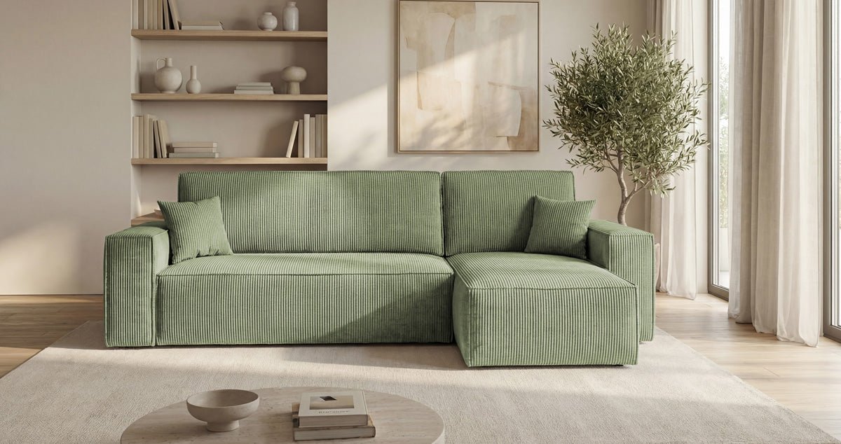 Canapé design Lunaro Mini avec fonction de couchage et fonction pliante en Côtelé