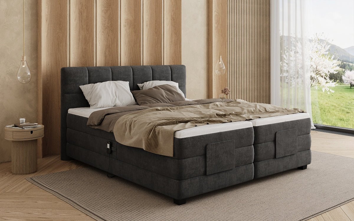Boxspringbed Monaco - elektrisch verstelbaar in Fluweel