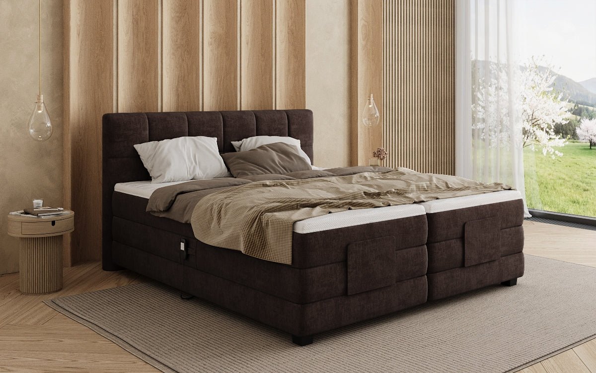 Boxspringbed Monaco - elektrisch verstelbaar in Fluweel