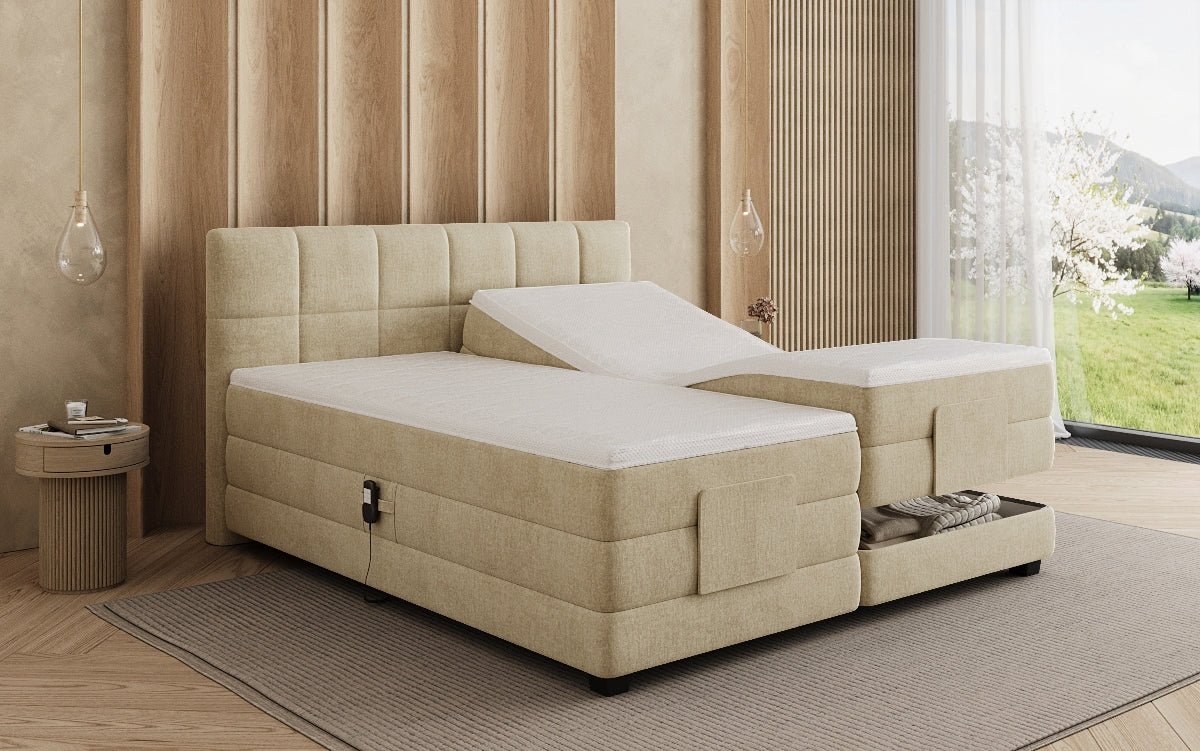 Boxspringbed Monaco - elektrisch verstelbaar in Fluweel