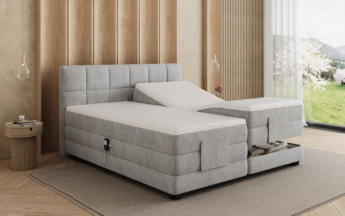 Boxspringbed Monaco - elektrisch verstelbaar in Fluweel