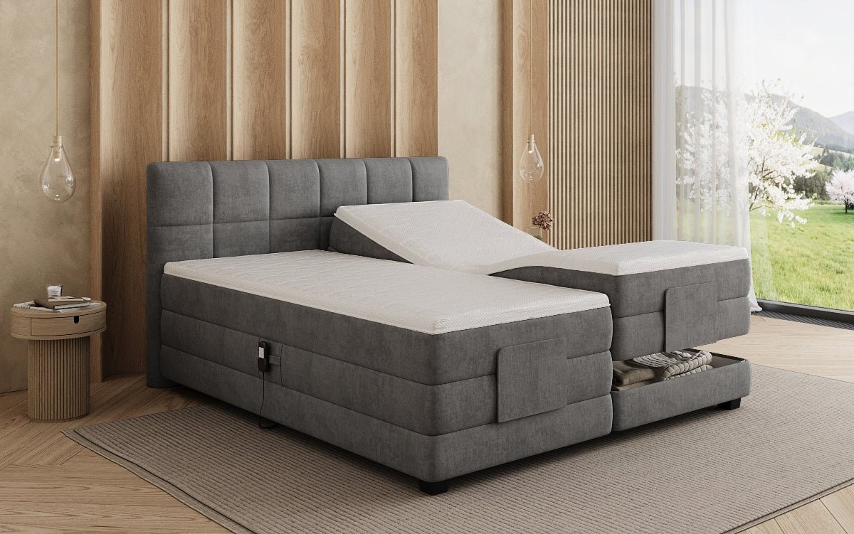 Boxspringbed Monaco - elektrisch verstelbaar in Fluweel