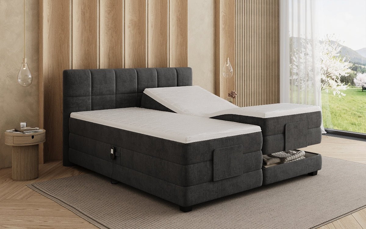 Boxspringbed Monaco - elektrisch verstelbaar in Fluweel