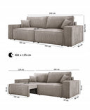 Designer Sofa Velanova 3-zits Ribstof met slaap- en klapfunctie