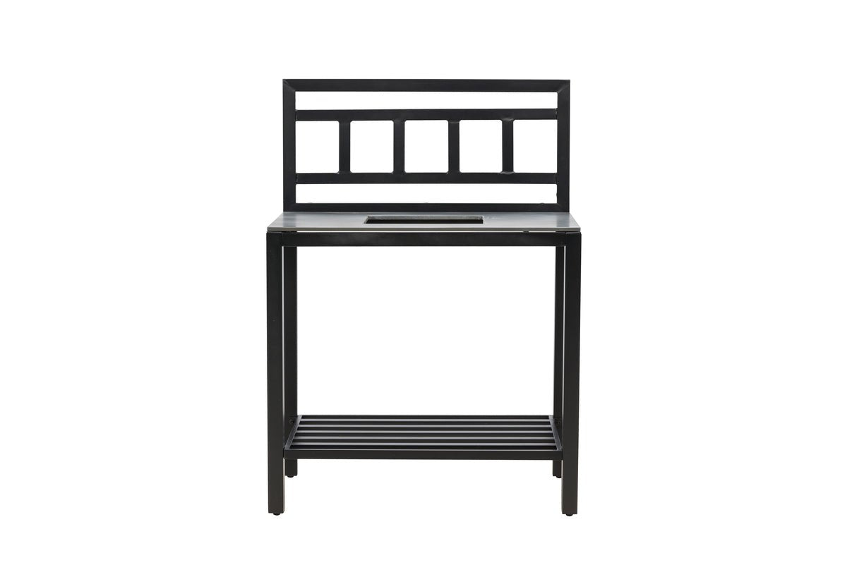 Outdoor keukenbank Heidi - met stenen tafelblad in Zwart