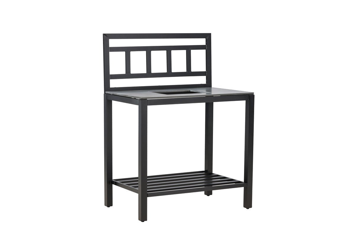 Outdoor keukenbank Heidi - met stenen tafelblad in Zwart