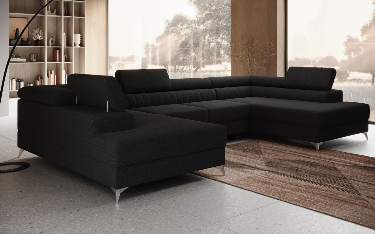 Designerbank Aurea U met slaap- en klapfunctie in Bouclé