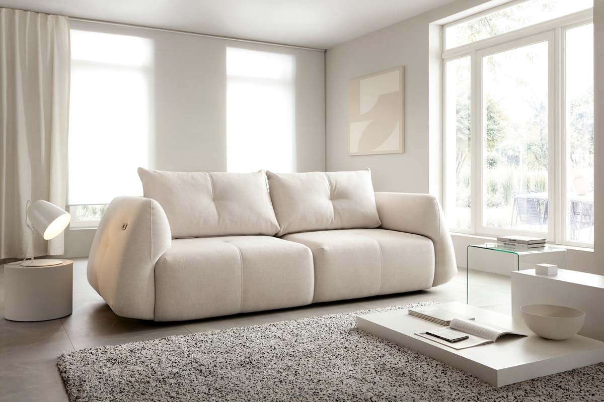 Canapé designer Camira avec fonction couchage électrique