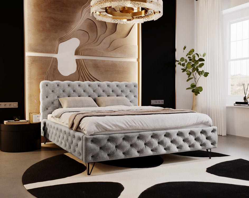 Lit design Sienna en Velours sans espace de rangement