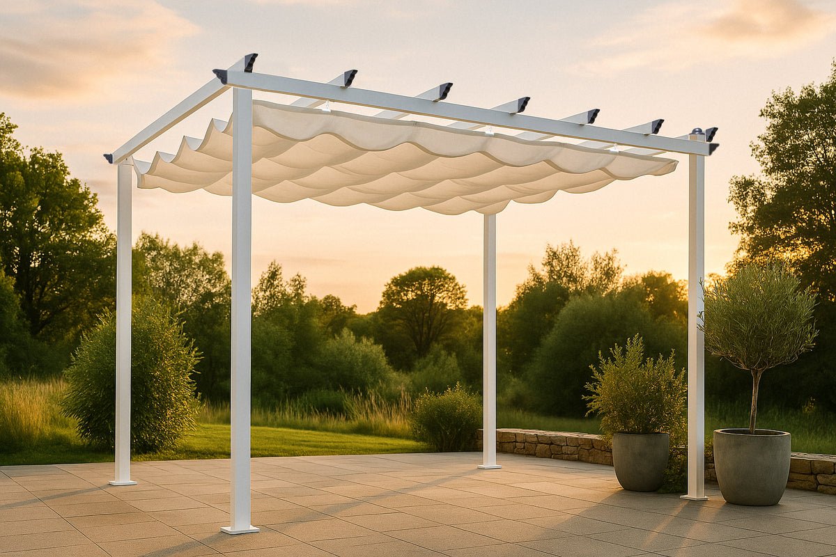 Pergola Solyx - avec toit en polyester blanc