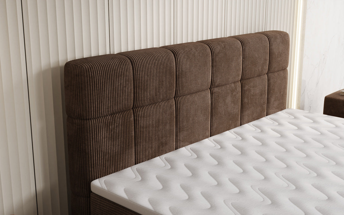 Lit boxspring Vera en Côtelé avec pieds hauts