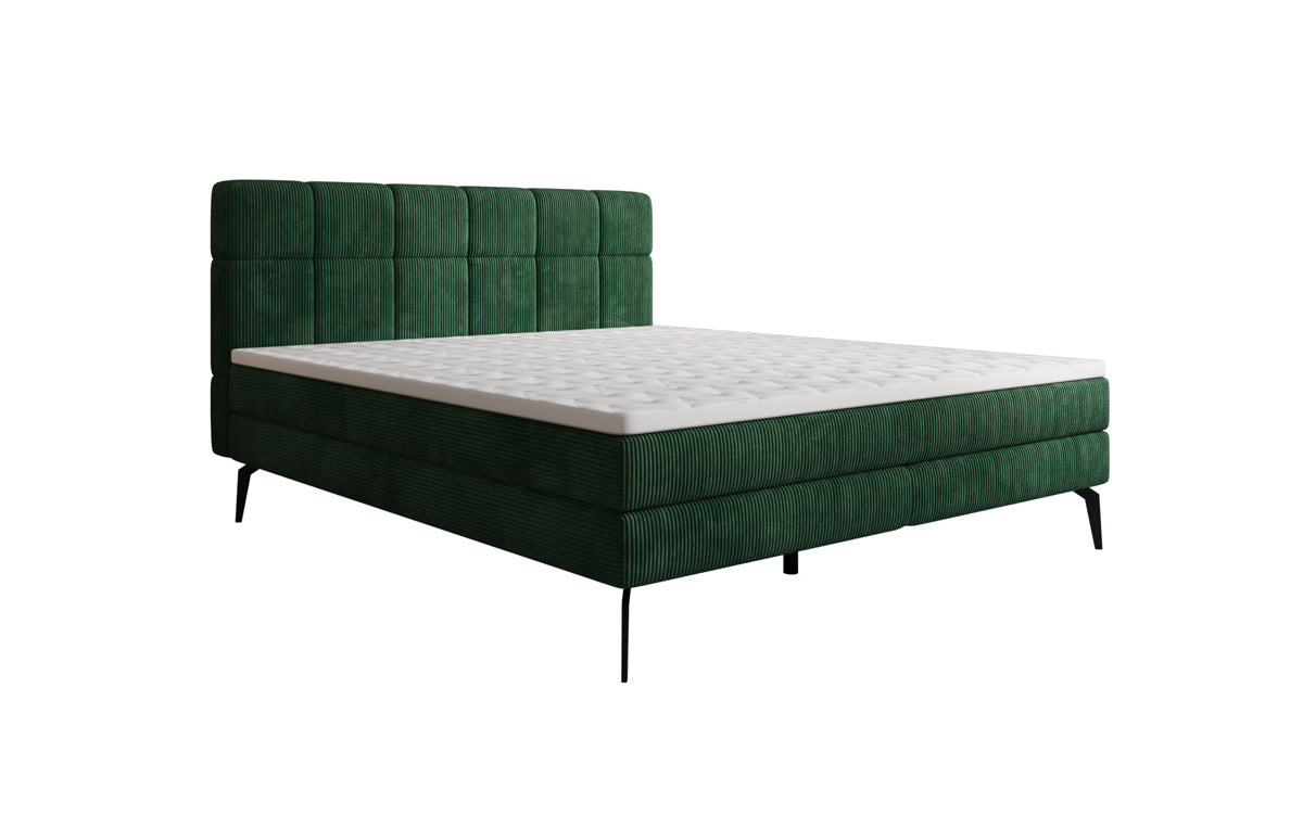 Lit boxspring Vera en Côtelé avec pieds hauts