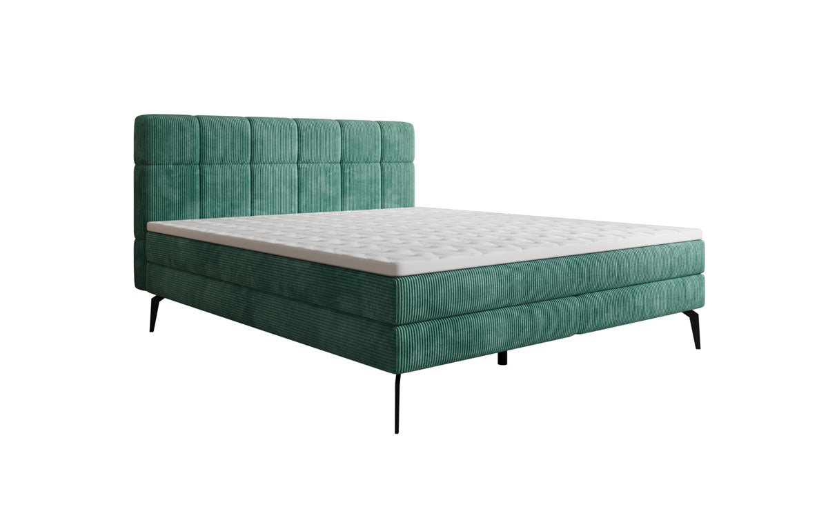 Lit boxspring Vera en Côtelé avec pieds hauts