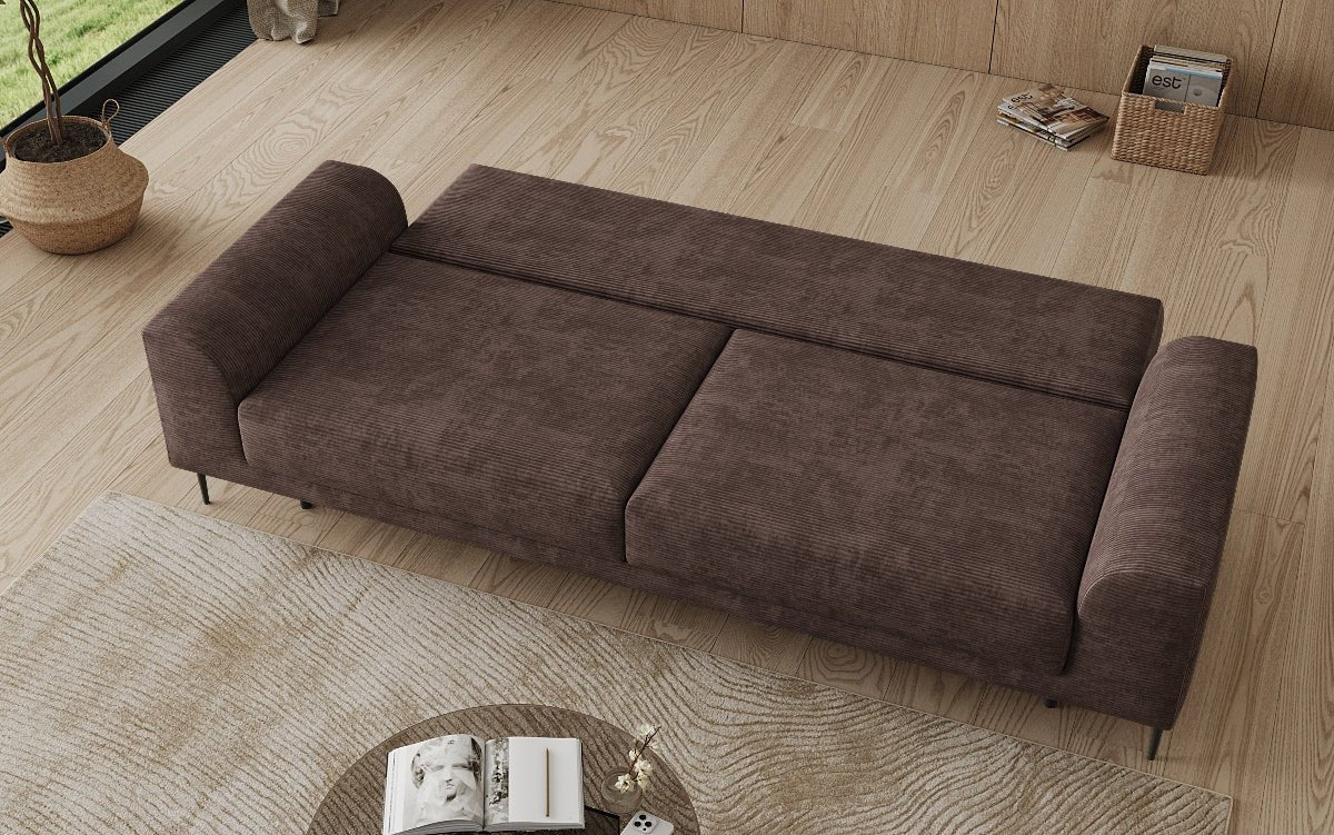 Canapé design 3 places Bloom en Côtelé avec fonction couchage et espace de rangement